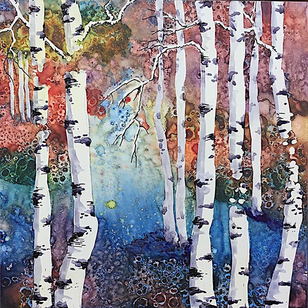 Winter Birches painting