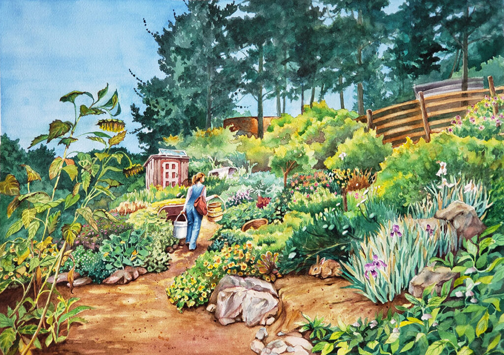 Spring Garden Painting by Susan Escobar