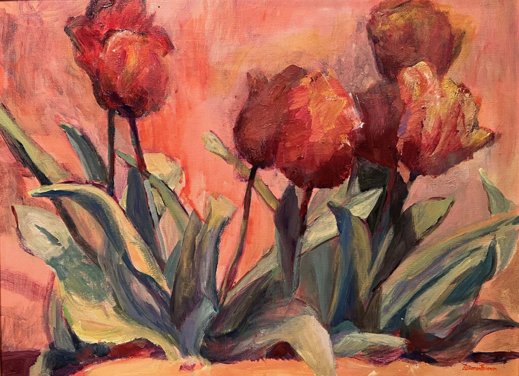 Nana's Tulips Painting by Barbara Folawn