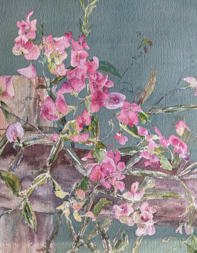 Sweet Peas Painting by Winnie Givot