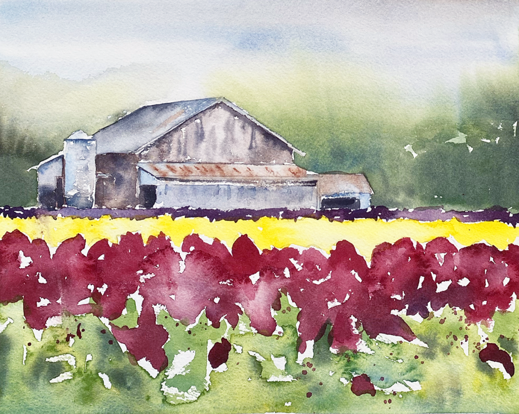 Tulip Barn Painting by Elizabeth Zimmerman