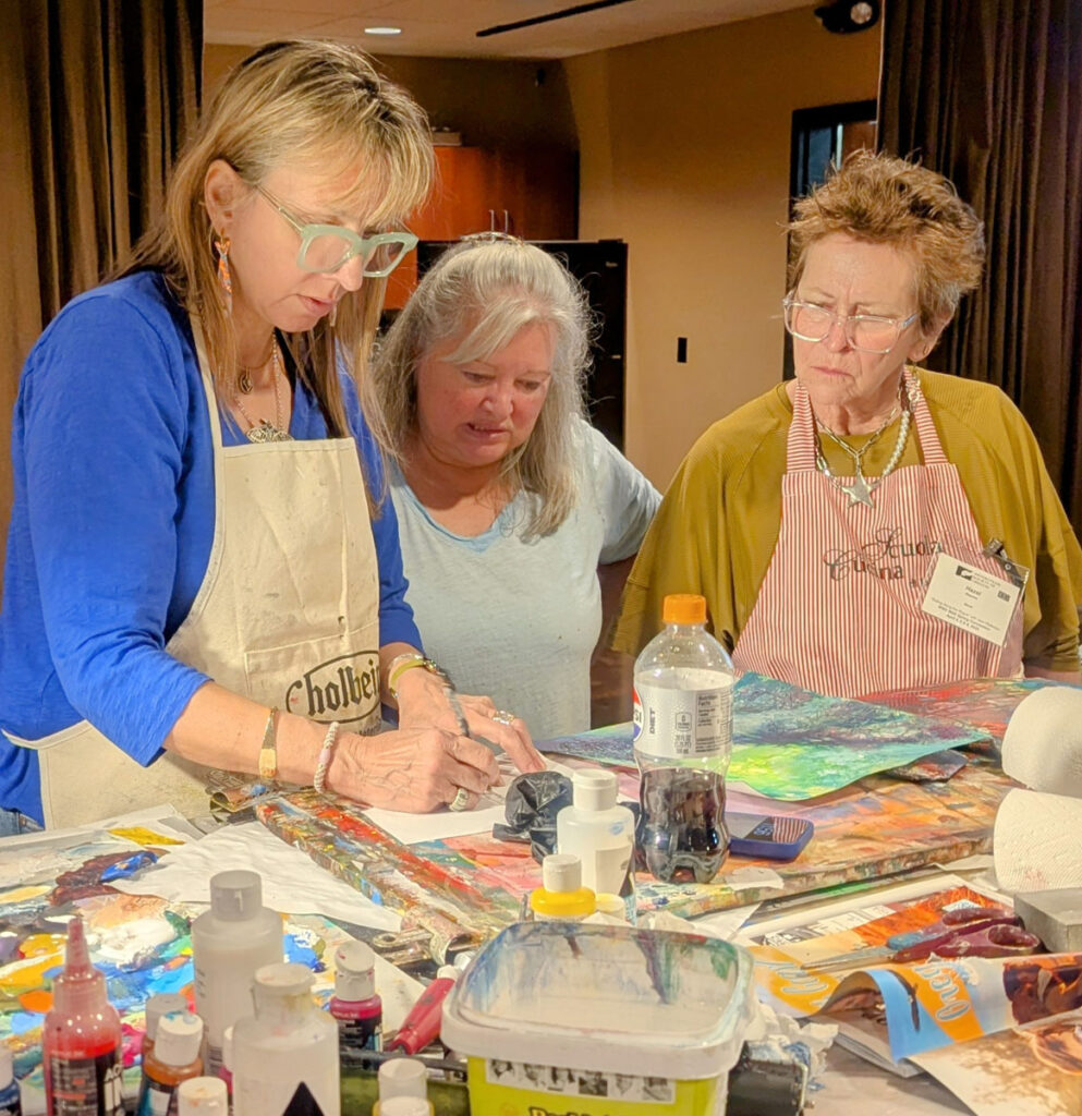 Jean demonstrates her techniques at the workshop.